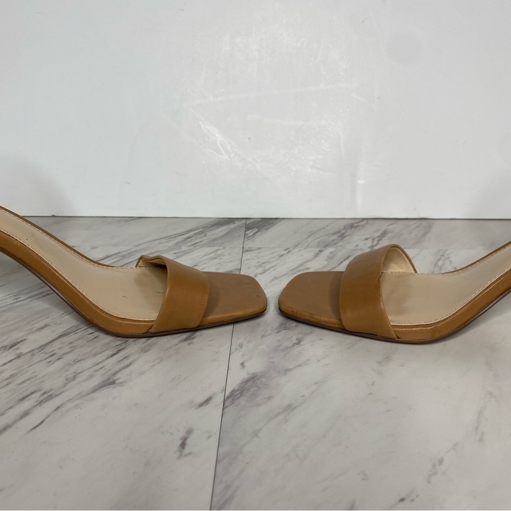 Vince Camuto Enella Square Toe Brown Leather Heel Sandal 7 1/2 M - Picture 6 of 12